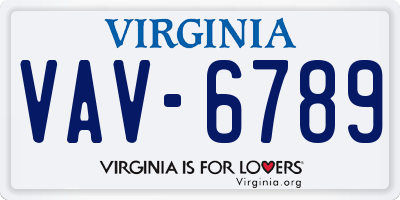 VA license plate VAV6789