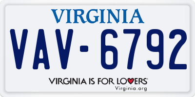 VA license plate VAV6792