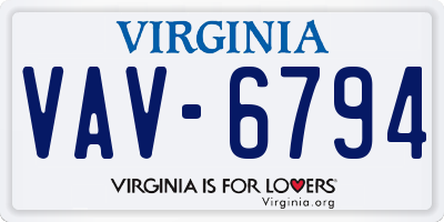 VA license plate VAV6794