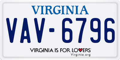 VA license plate VAV6796