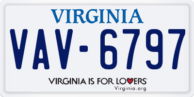 VA license plate VAV6797