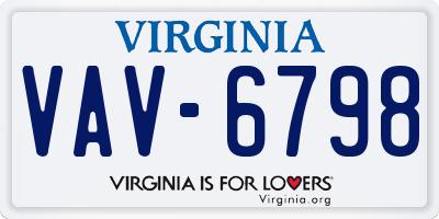 VA license plate VAV6798