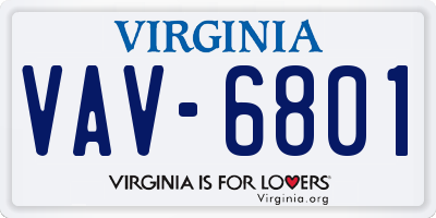 VA license plate VAV6801