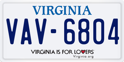 VA license plate VAV6804