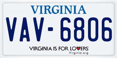 VA license plate VAV6806