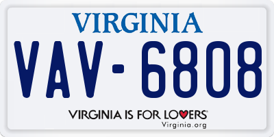 VA license plate VAV6808