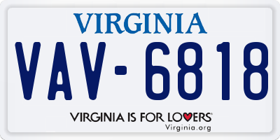 VA license plate VAV6818