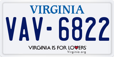 VA license plate VAV6822