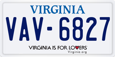 VA license plate VAV6827