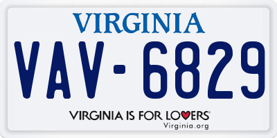 VA license plate VAV6829