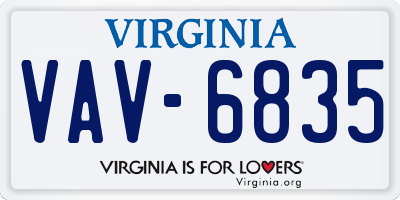 VA license plate VAV6835