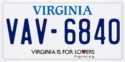 VA license plate VAV6840