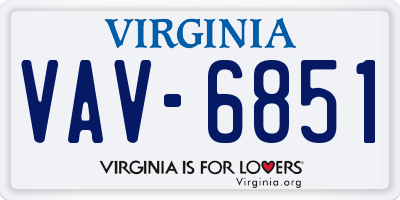VA license plate VAV6851