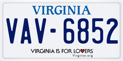 VA license plate VAV6852