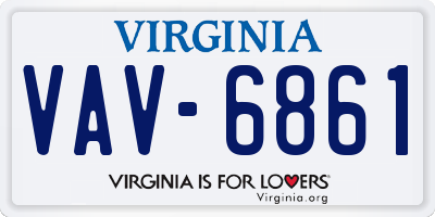 VA license plate VAV6861