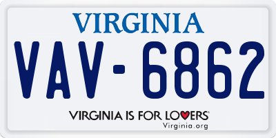 VA license plate VAV6862