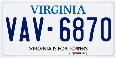 VA license plate VAV6870