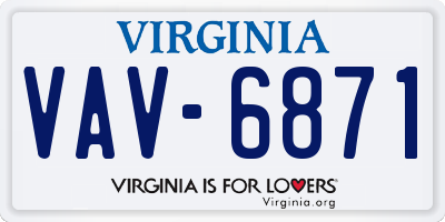 VA license plate VAV6871