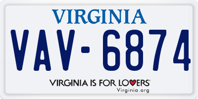 VA license plate VAV6874