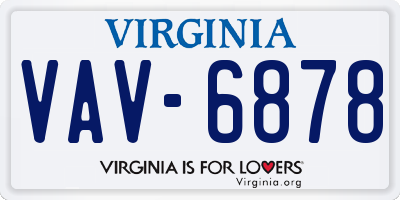 VA license plate VAV6878
