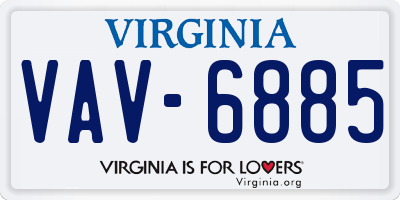 VA license plate VAV6885