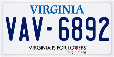 VA license plate VAV6892