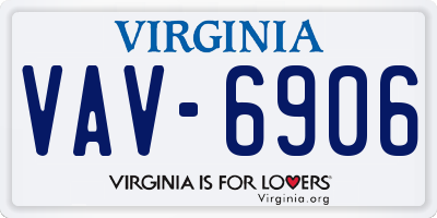 VA license plate VAV6906