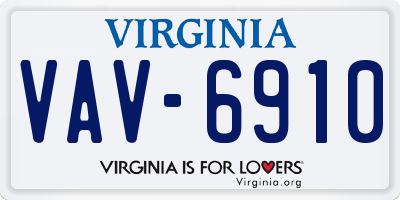 VA license plate VAV6910