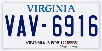 VA license plate VAV6916