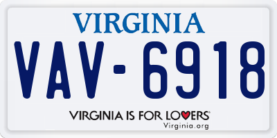 VA license plate VAV6918