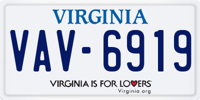 VA license plate VAV6919