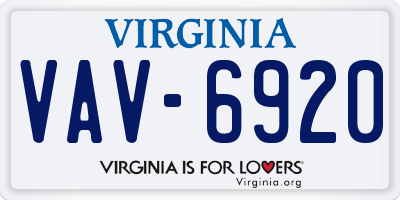 VA license plate VAV6920