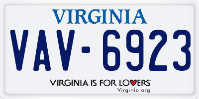 VA license plate VAV6923