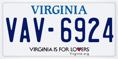 VA license plate VAV6924