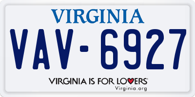 VA license plate VAV6927