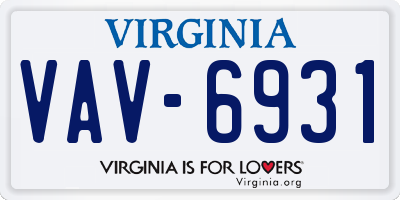VA license plate VAV6931