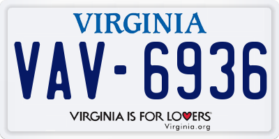 VA license plate VAV6936