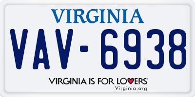 VA license plate VAV6938