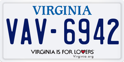 VA license plate VAV6942