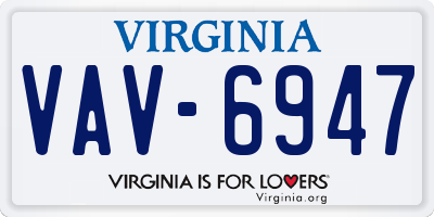 VA license plate VAV6947
