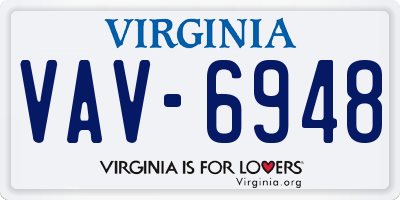 VA license plate VAV6948