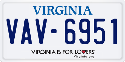 VA license plate VAV6951