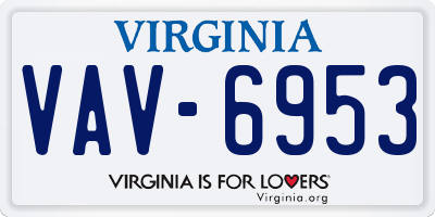 VA license plate VAV6953