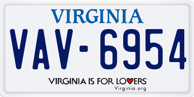 VA license plate VAV6954