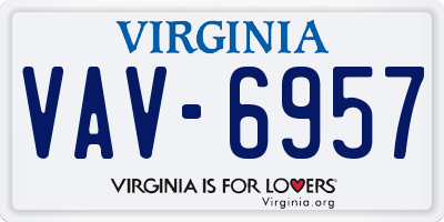 VA license plate VAV6957