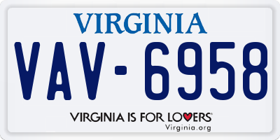 VA license plate VAV6958