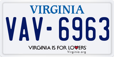 VA license plate VAV6963