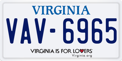 VA license plate VAV6965