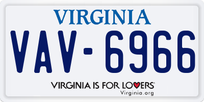 VA license plate VAV6966