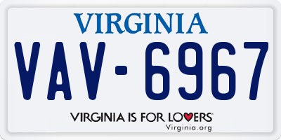 VA license plate VAV6967